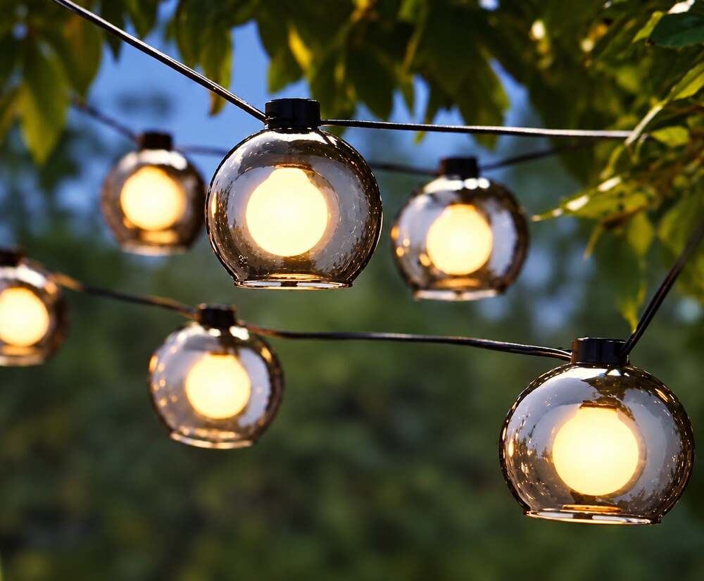 Hampton Bay 8-Light 10 Ft Smoky Glass Globe String Lights Indoor Outdoor Tested